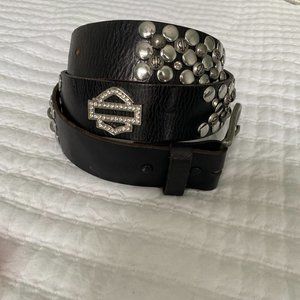 Harley-Davidson Bar and Shield crystal and studs leather belt size XL